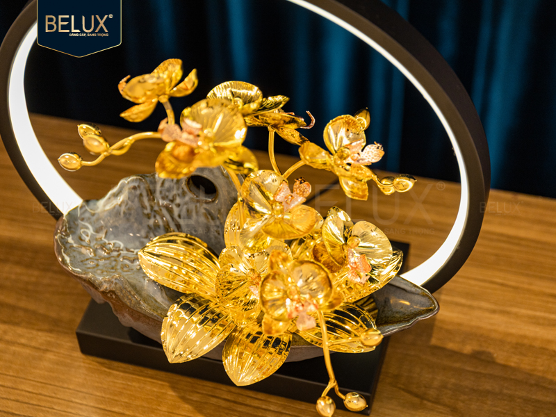 Lan Trầm Tiểu Cảnh   mạ vàng 24k&nbsp;30x20x30cm